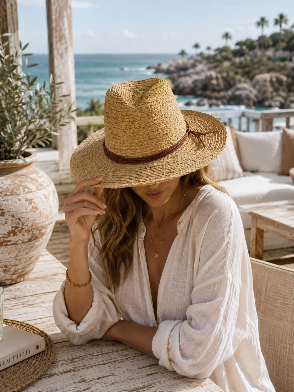 Wallaroo Jane Seymour Quinn Raffia Hat UPF 50+ NWT Western Sun Hat